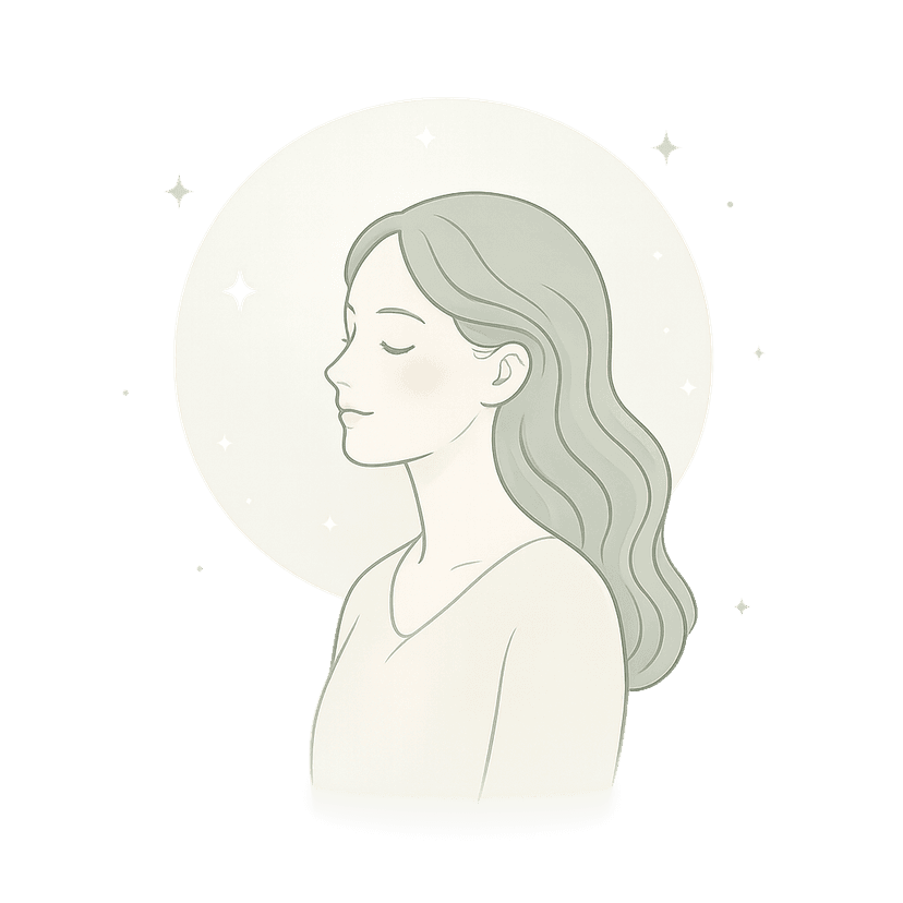 Line drawing of a woman in profile